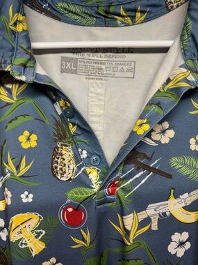 Grunt Style Blue Tropical Pineapple & Cherry Camp Shirt - 3XL